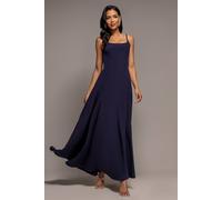 Goddiva Fit & Flare A Line Maxi Dress In Navy Navy