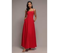 Goddiva Fit & Flare A Line Maxi Dress In Red Red