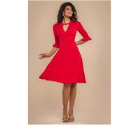 Goddiva Flared Sleeve Midi Dress - Red by Goddiva - Red - 8