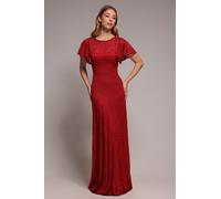 Goddiva Flutter Sleeve Lace A-Line Maxi Dress - Red by Goddiva - Red - 12