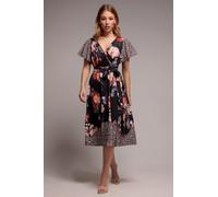 Goddiva Flutter Sleeve Printed Midi Dress - Leopard Print by Goddiva - Leopard Print - 10