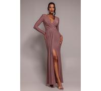 Goddiva Front Crossover Lurex Split Maxi - Rose by Goddiva - Rose - 10