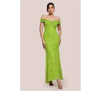 Goddiva Front Knot Twist Maxi Dress In Lime Lime 12