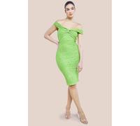 Goddiva Front Knot Twist Midi Dress In Lime Lime