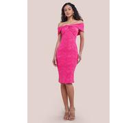 Goddiva Front Knot Twist Midi Dress In Magenta Magenta