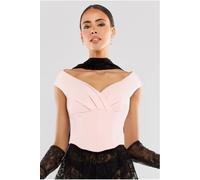 Goddiva Front Pleated Wrap Off The Shoulder Corset by Goddiva - Blush Pink - 12