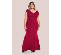 Goddiva Front Wrap Off The Shoulder Maxi Dress In Wine Wine