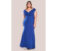 Goddiva Front Wrap Off The Shoulder Maxi Dress - Royalblue by Goddiva - Royal Blue - 22
