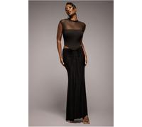 Goddiva Gathered Front Dipped Waist Maxi Skirt - Black by Goddiva - Black - L