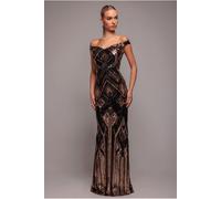 Goddiva Geometric Sequin Sleeveless Maxi - Black by Goddiva - Black - 10