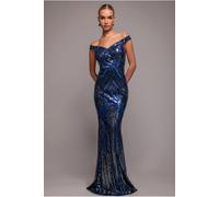 Goddiva Geometric Sequin Sleeveless Maxi - Royal Blue by Goddiva - Royal Blue - 8