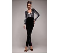Goddiva Liquid Sequin Jumpsuit With Corsage - Silver by Goddiva - Silver - 8