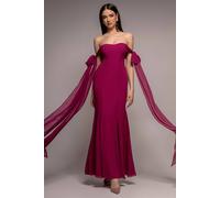 Goddiva Multiway Cape Chiffon Sweetheart Maxi Dress In Magenta Magenta