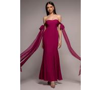 Goddiva Multiway Cape Chiffon Sweetheart Maxi Dress - Magenta by Goddiva - Magenta - 10