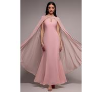 Goddiva Multiway Cape Chiffon With Embellished Trim Maxi Dress - Blush Pink by Goddiva - Blush - 16