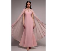 Goddiva Multiway Cape Chiffon With Embellished Trim Maxi Dress In Light Pink Light Pink 16