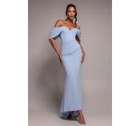 Goddiva Off The Shoulder Draped Sleeve Maxi Dress - Blue by Goddiva - Blue - 10
