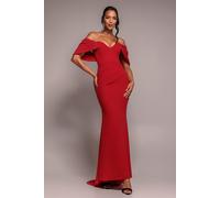 Goddiva Off The Shoulder Draped Sleeve Maxi Dress - Red by Goddiva - Red - 10