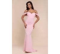 Goddiva Off The Shoulder Draped Sleeve Maxi Dress With Diamante Neckline In Light Pink Light Pink 18