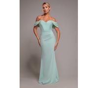 Goddiva Off The Shoulder Draped Sleeve Maxi Dress With Diamante Neckline - Mint Green by Goddiva - Mint - 18