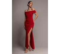 Goddiva Off The Shoulder Maxi Dress With Split - Red by Goddiva - Red - 16