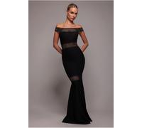 Goddiva Off The Shoulder Ribbed Bodycon Maxi Dress - Black by Goddiva - Black - 16