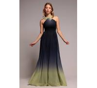 Goddiva Ombre Cross Front Pleated Maxi Dress In Lime Lime