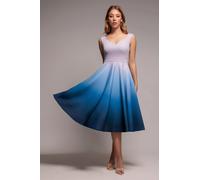 Goddiva Ombre Scuba Foam Bardot A-Line Midi Dress - Light Blue by Goddiva - Light Blue - 12