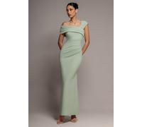 Goddiva One Shoulder Asymmetric Scuba Crepe Maxi Dress - Sage Green by Goddiva - Sage Green - 14