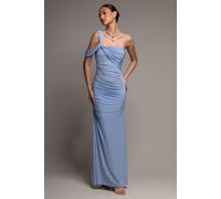 Goddiva One Shoulder Asymmetric Twist Maxi Dress - Blue by Goddiva - Blue - 14
