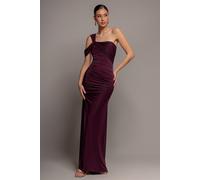 Goddiva One Shoulder Asymmetric Twist Maxi Dress - Burgundy by Goddiva - Burgundy - 18