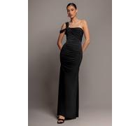 Goddiva One Shoulder Asymmetric Twist Maxi Dress In Black Black