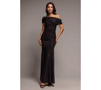 Goddiva One Shoulder Fit And Flare Sequin Maxi Dress Multi
