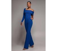 Goddiva One Shoulder Scuba Jumpsuit In Cobalt Cobalt