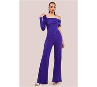Goddiva One Shoulder Scuba Jumpsuit In Purple Purple