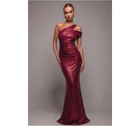 Goddiva One Shoulder Sequin Evening Maxi - Wine by Goddiva - Wine - 12