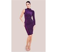 Goddiva Open Back One Sleeve Lurex Midi - Purple by Goddiva - Purple - 10