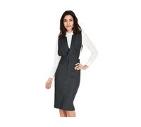 Goddiva Pinstripe Sleeveless Formal Knee-Length Workwear Dress Pinstriped 12