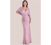 Goddiva Plunge V-Neck Sequin Maxi - Blush by Goddiva - Blush - 8