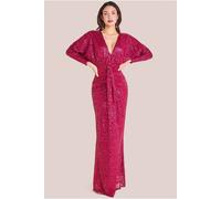 Goddiva Plunge V-Neck Sequin Maxi In Wine Wine