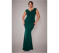 Goddiva Plus Bardot Pleated Maxi Dress - Emerald Green by Goddiva Plus - Emerald - 20