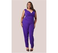 Goddiva Plus Bardot Scuba Jumpsuit - Purple by Goddiva Plus - Purple - 18