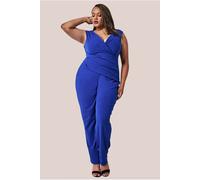 Goddiva Plus Bardot Scuba Jumpsuit - Royal Blue by Goddiva Plus - Royal Blue - 20