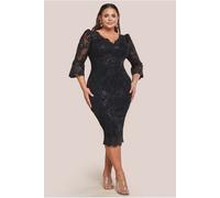 Goddiva Plus Scallop Lace Midi Dress - Black by Goddiva Plus - Black - 26