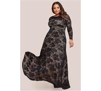 Goddiva Plus Scalloped Lace A-Line Maxi Dress - Black by Goddiva Plus - Black - 18