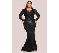 Goddiva Plus Starburst Sequin Maxi Dress - Black by Goddiva Plus - Black - 26