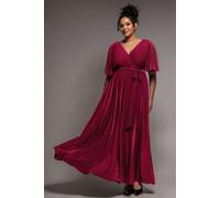 Goddiva Plus Wrap Front Maxi With Flutter Sleeves - Berry by Goddiva Plus - Berry - 22