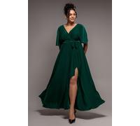 Goddiva Plus Wrap Front Maxi With Flutter Sleeves - Botanical Green by Goddiva Plus - Botanical Green - 26