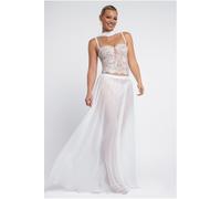 Goddiva Polka Dobby Chiffon A-Line Maxi Skirt by Goddiva - Cream - L