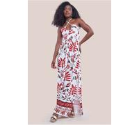 Goddiva Printed Tie Back Maxi - Cream by Goddiva - Cream - 8